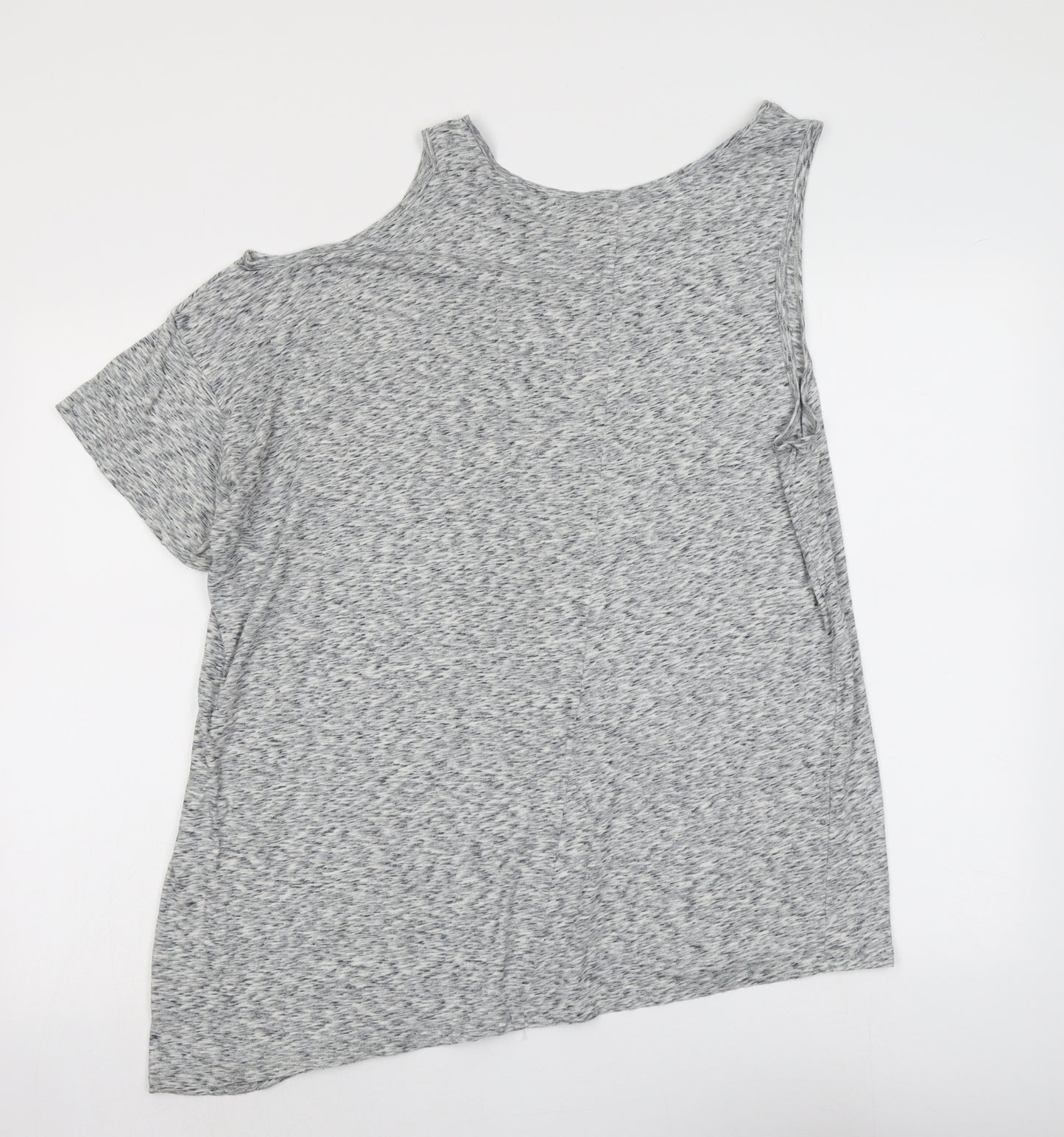 Topshop Womens Grey Geometric Cotton Basic Blouse Size 10 Round Neck
