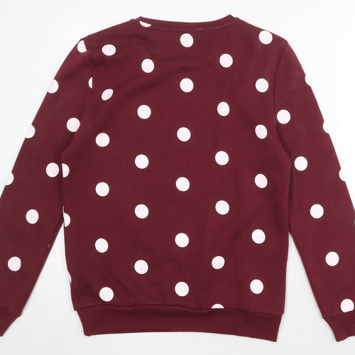 Disney Womens Red Polka Dot Polyester Pullover Sweatshirt Size 6 Pullover - Minnie Mouse Size 6-8