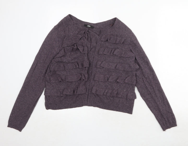 Marks and Spencer Womens Purple V-Neck Nylon Cardigan Jumper Size 14