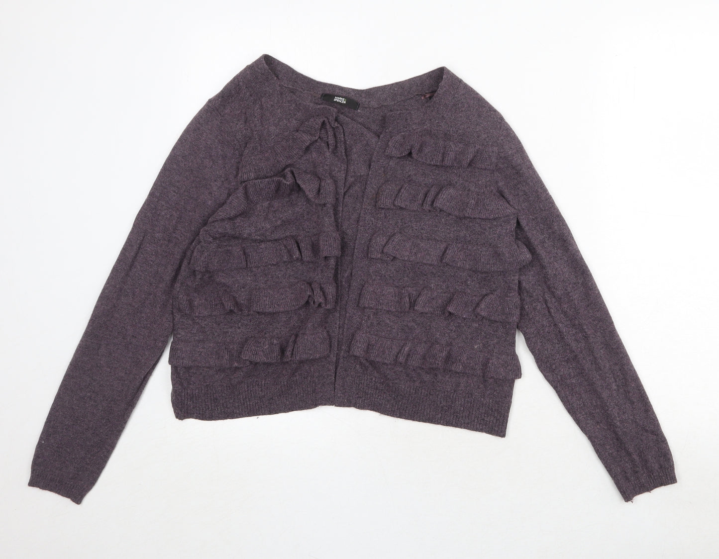 Marks and Spencer Womens Purple V-Neck Nylon Cardigan Jumper Size 14
