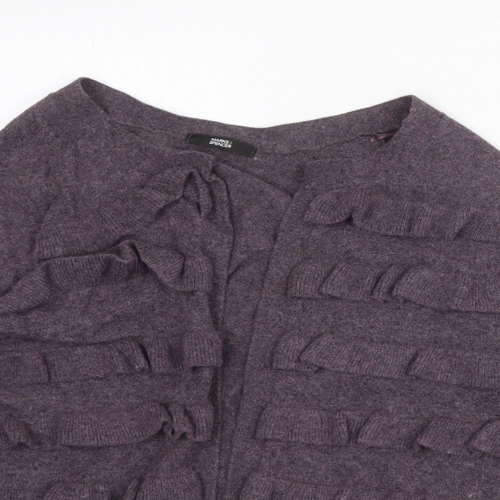Marks and Spencer Womens Purple V-Neck Nylon Cardigan Jumper Size 14
