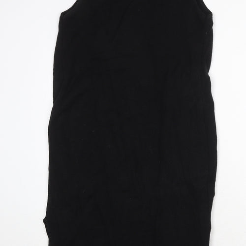 St Michael Girls Black V-Neck Wool Cardigan Jumper Size 11-12 Years Tie