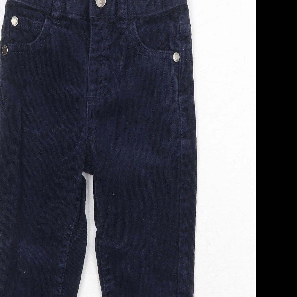 Marks and Spencer Boys Blue Cotton Chino Trousers Size 2-3 Years Regular Zip