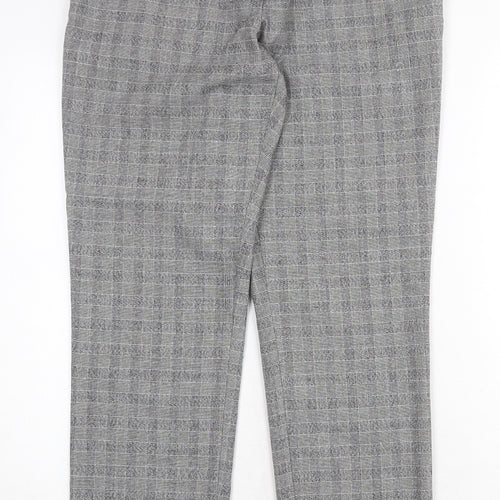 H&M Womens Grey Plaid Polyester Chino Trousers Size 14 Regular Zip