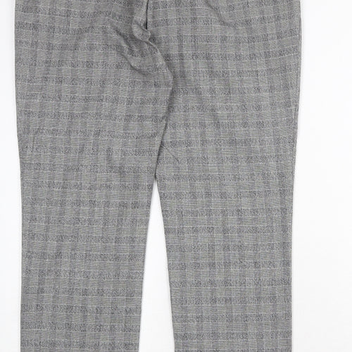 H&M Womens Grey Plaid Polyester Chino Trousers Size 14 Regular Zip
