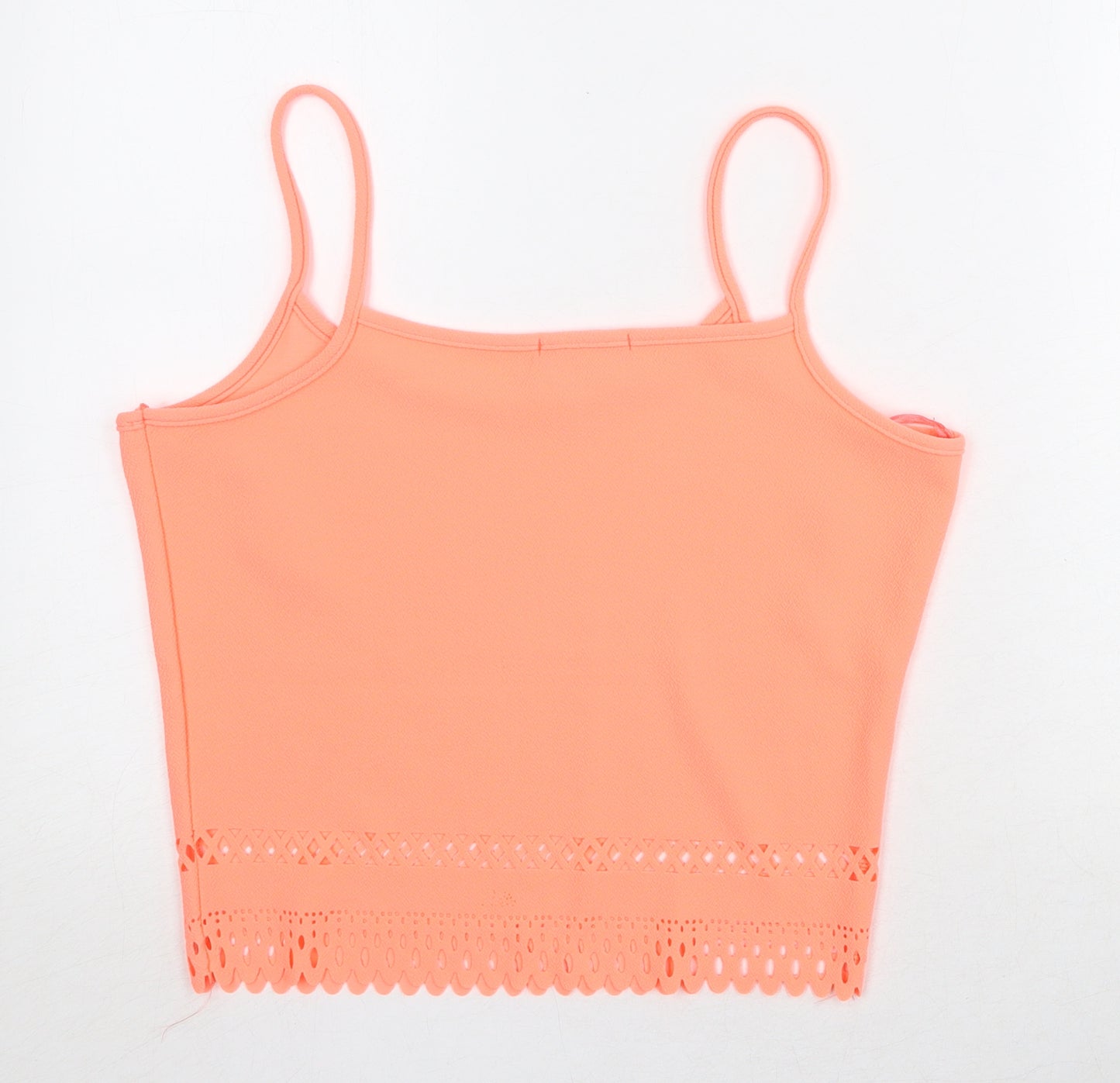 Select Womens Pink Polyester Cropped Tank Size 14 Round Neck - Broderie Anglaise