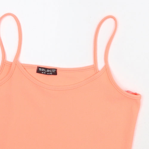 Select Womens Pink Polyester Cropped Tank Size 14 Round Neck - Broderie Anglaise