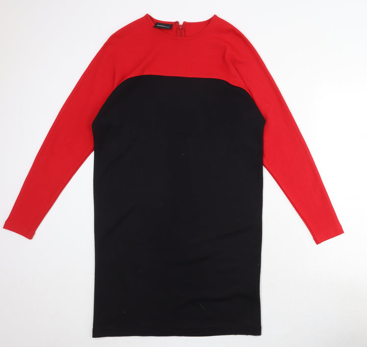 Liz Claiborne Womens Black Colourblock Acrylic Jumper Dress Size S Boat Neck Zip