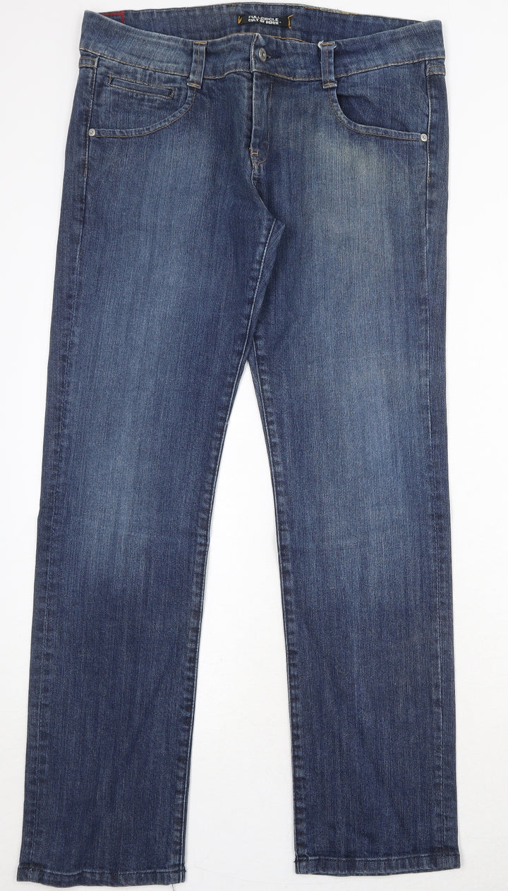 Full Circle Womens Blue Cotton Straight Jeans Size 34 in Regular Zip