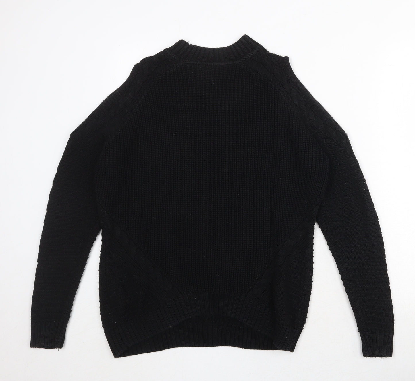 Divided by H&M Womens Black Round Neck Cotton Pullover Jumper Size M - Cold Shoulder