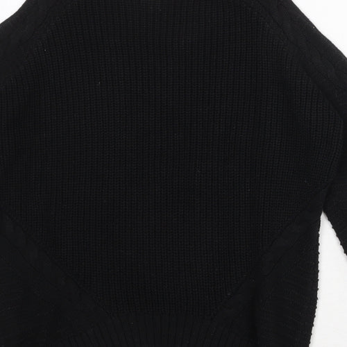 Divided by H&M Womens Black Round Neck Cotton Pullover Jumper Size M - Cold Shoulder