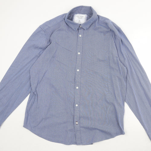 Springfield Mens Blue Geometric Cotton Button-Up Size 2XL Collared Button