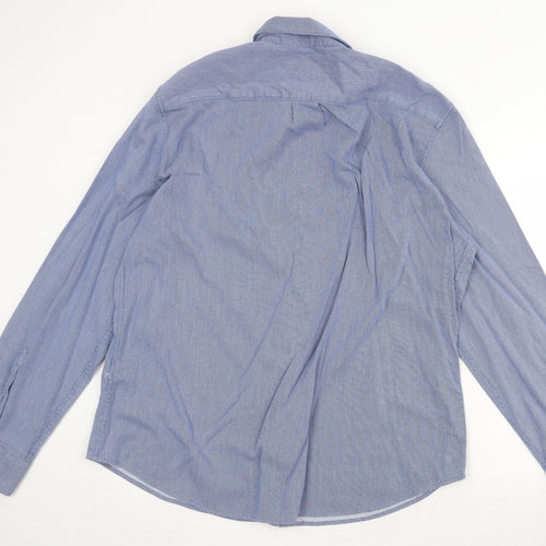 Springfield Mens Blue Geometric Cotton Button-Up Size 2XL Collared Button