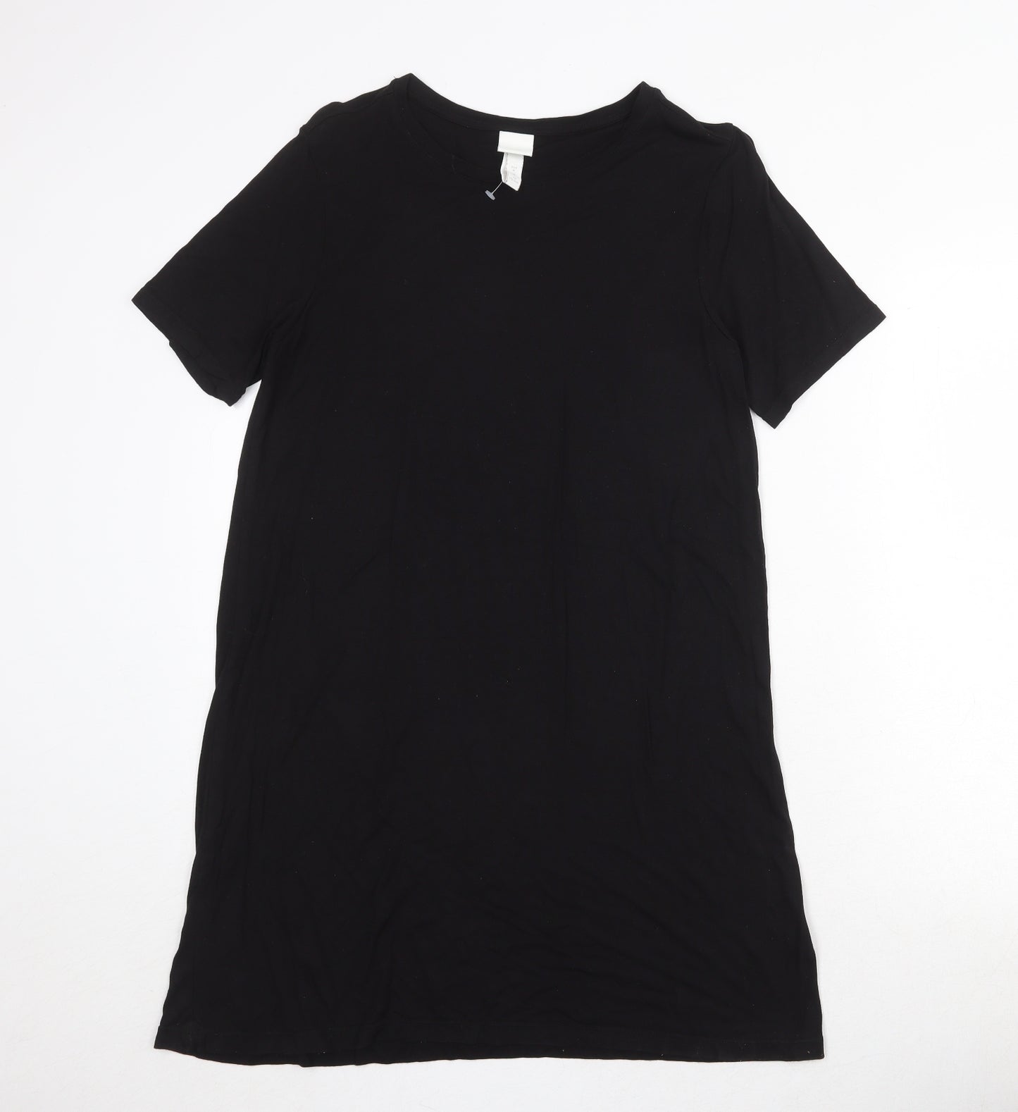 H&M Womens Black Viscose T-Shirt Dress Size M Round Neck Pullover