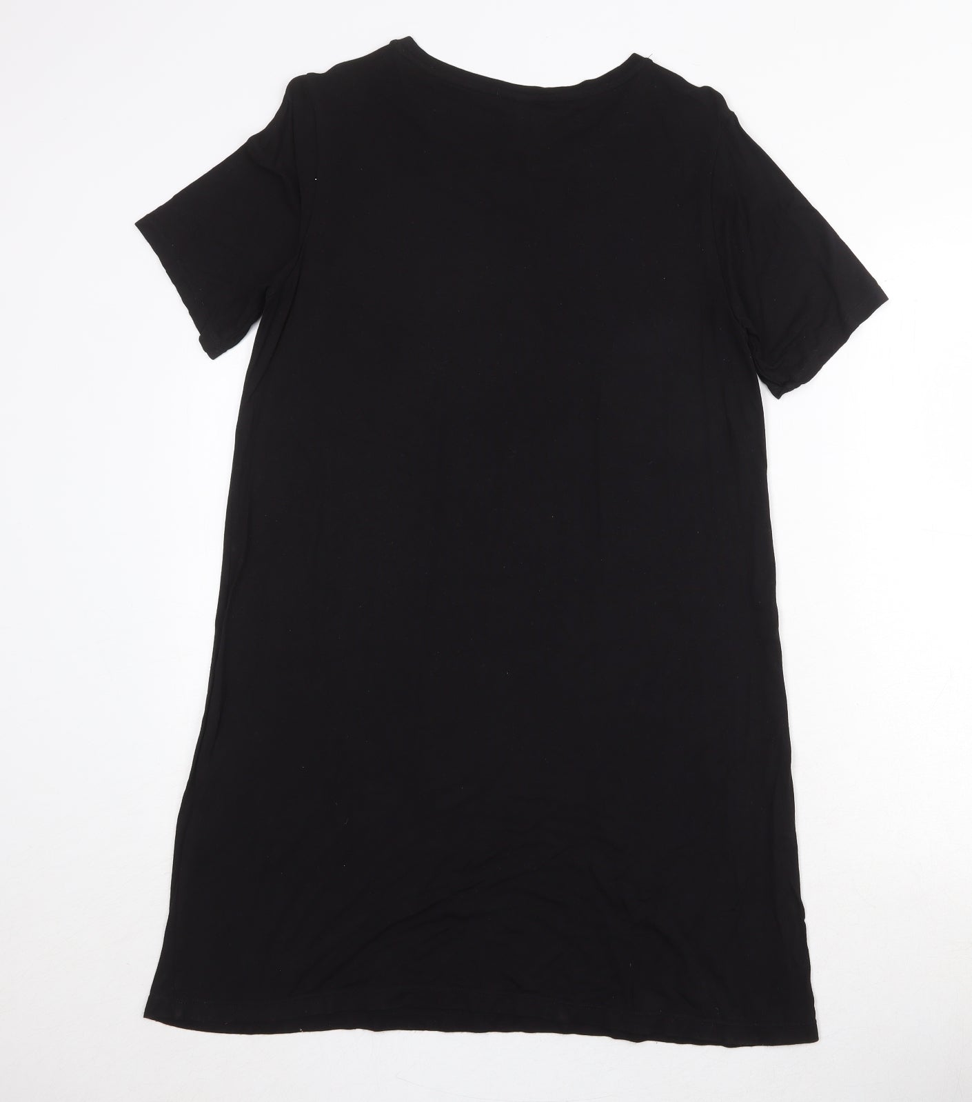 H&M Womens Black Viscose T-Shirt Dress Size M Round Neck Pullover