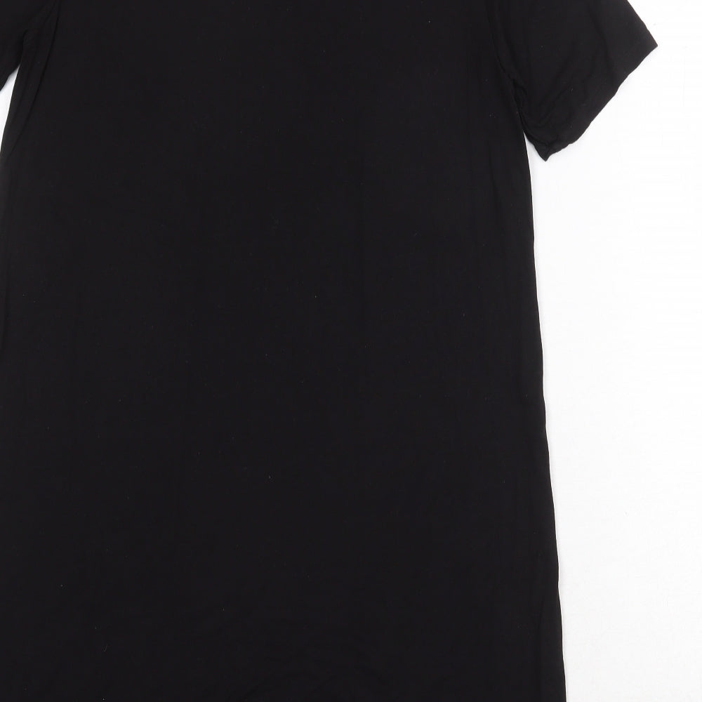 H&M Womens Black Viscose T-Shirt Dress Size M Round Neck Pullover
