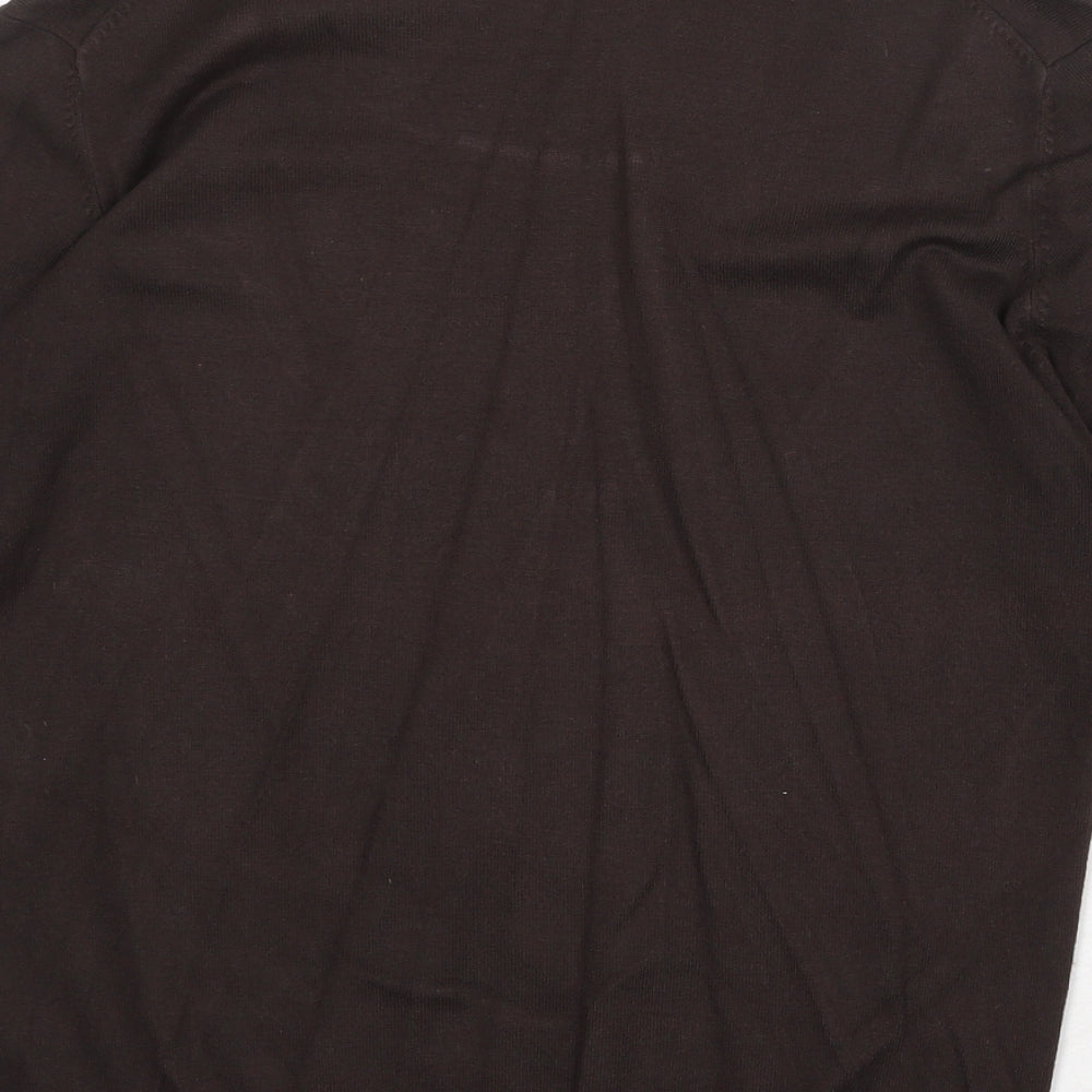 Marks and Spencer Womens Brown V-Neck Viscose Pullover Jumper Size 16