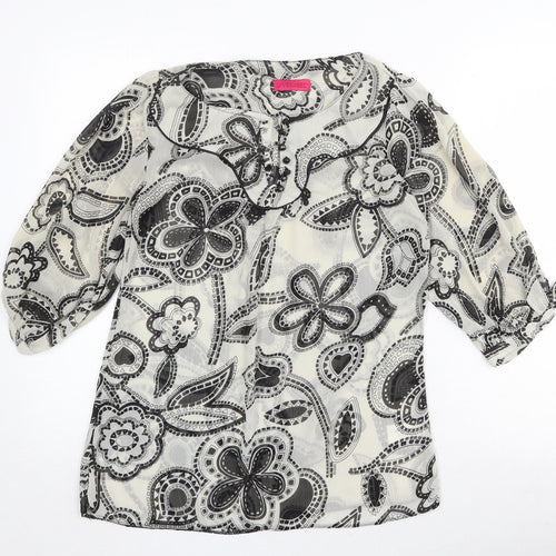 Love Label Womens Beige Floral Polyester Basic Blouse Size 8 Round Neck