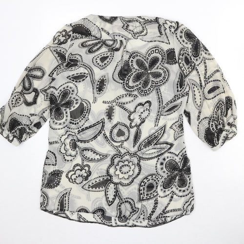 Love Label Womens Beige Floral Polyester Basic Blouse Size 8 Round Neck