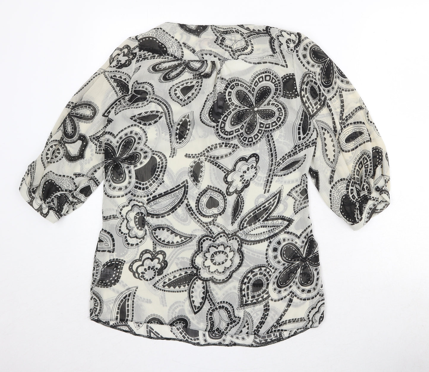 Love Label Womens Beige Floral Polyester Basic Blouse Size 8 Round Neck