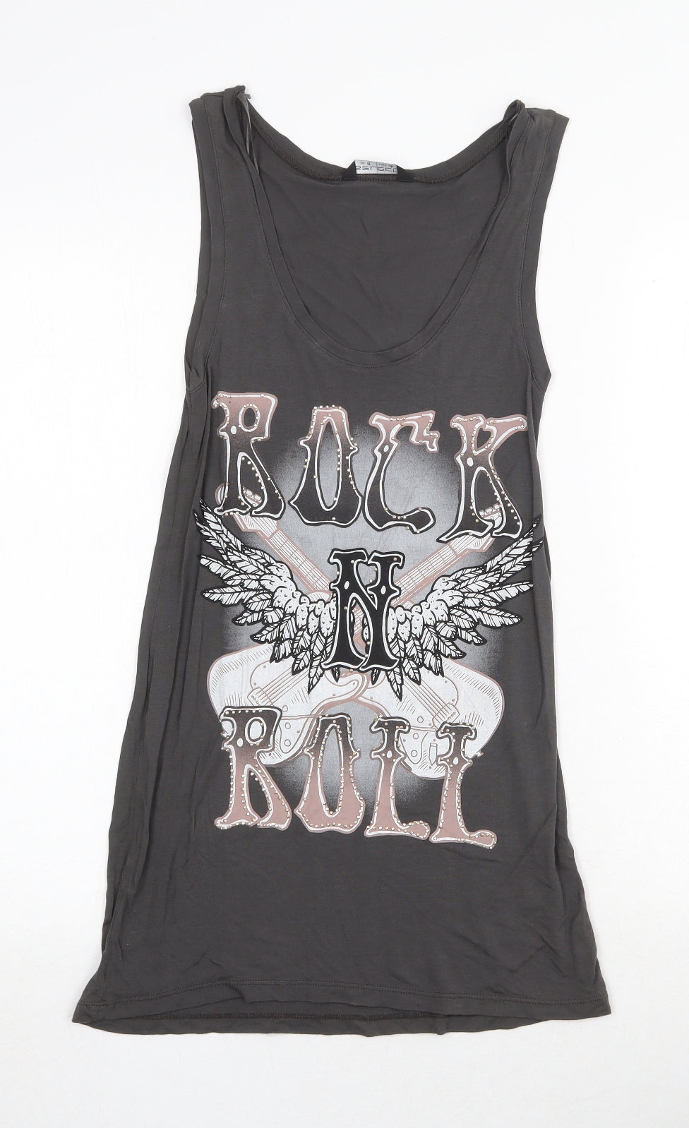 Select Womens Grey Viscose Basic Tank Size 8 Round Neck - Rock N Roll