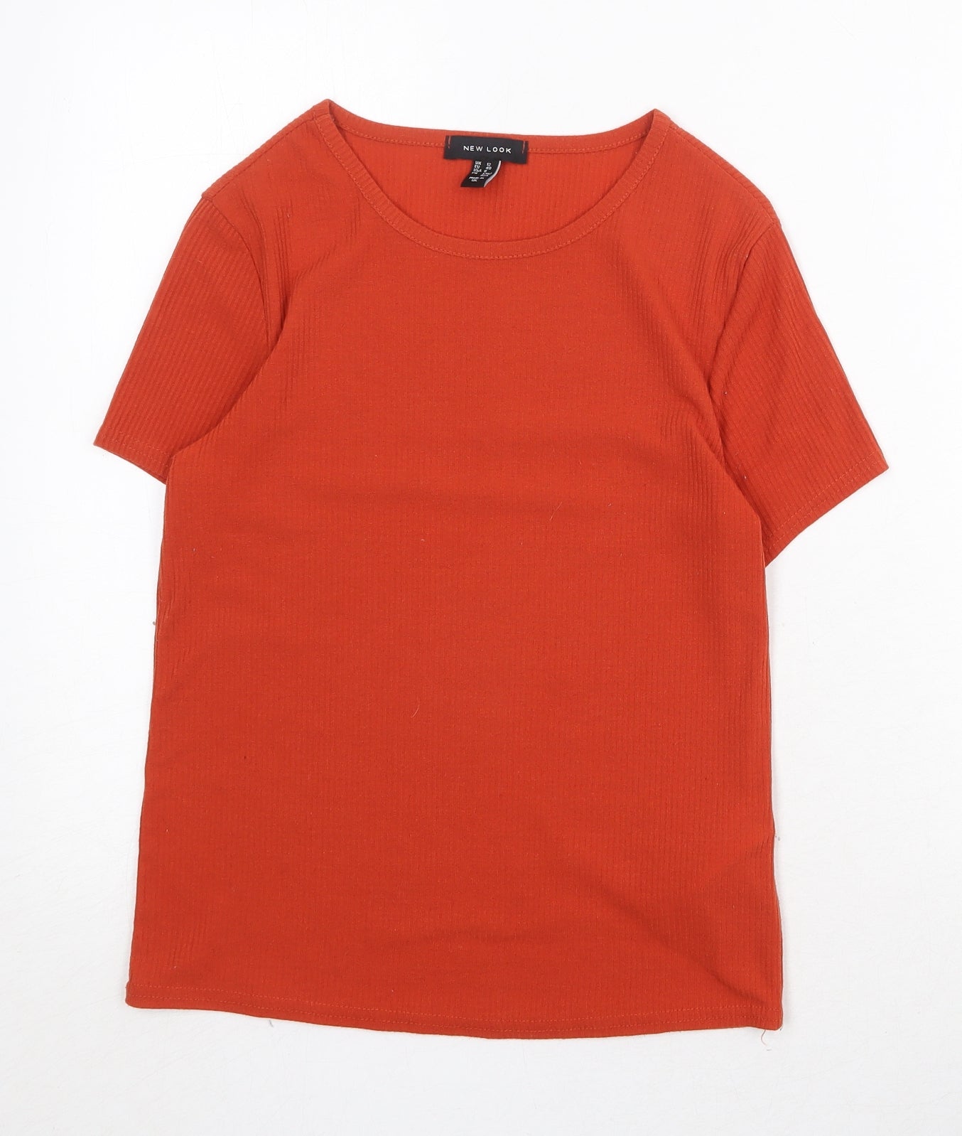 New Look Womens Orange Polyester Basic T-Shirt Size 12 Round Neck