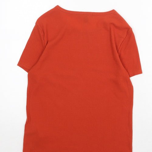 New Look Womens Orange Polyester Basic T-Shirt Size 12 Round Neck