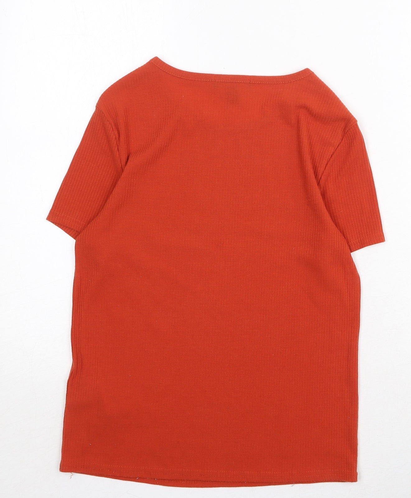 New Look Womens Orange Polyester Basic T-Shirt Size 12 Round Neck