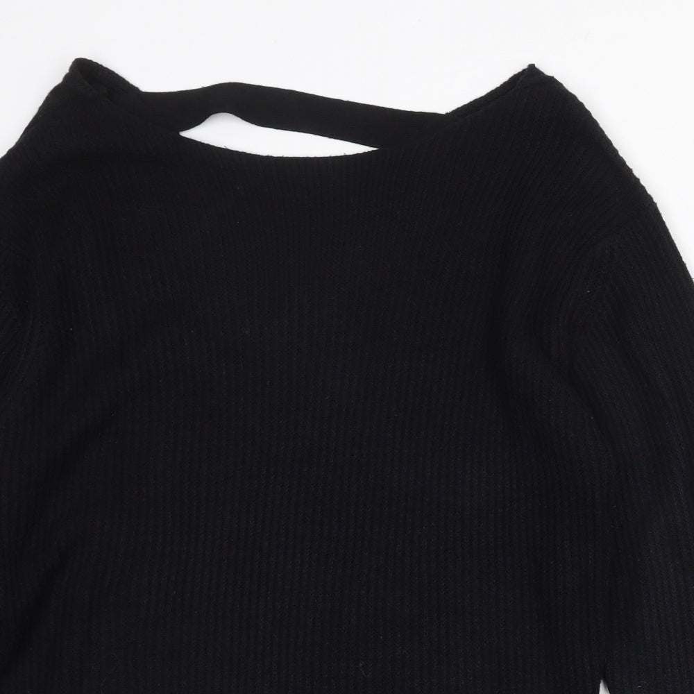 New Look Womens Black Round Neck Acrylic Pullover Jumper Size S