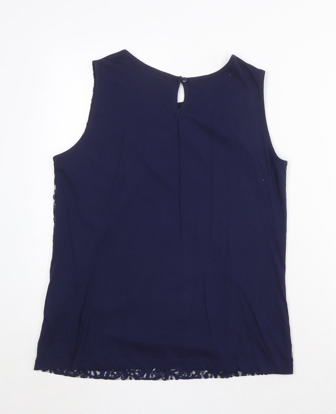 Dorothy Perkins Womens Blue Geometric Cotton Basic Tank Size 14 Round Neck