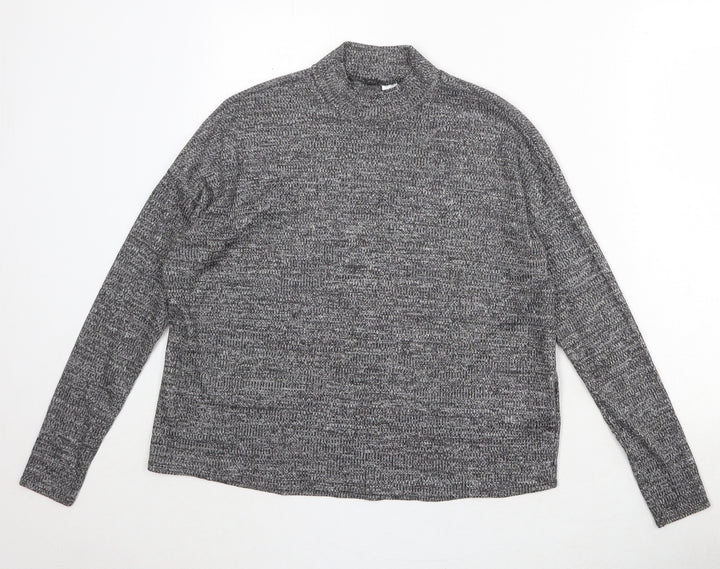 H&M Womens Grey Mock Neck Geometric Polyester Pullover Jumper Size M