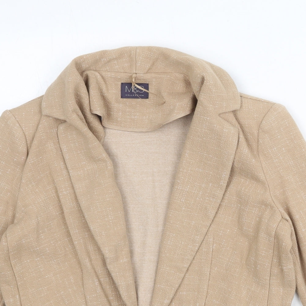 Marks and Spencer Womens Beige Cotton Jacket Blazer Size 10