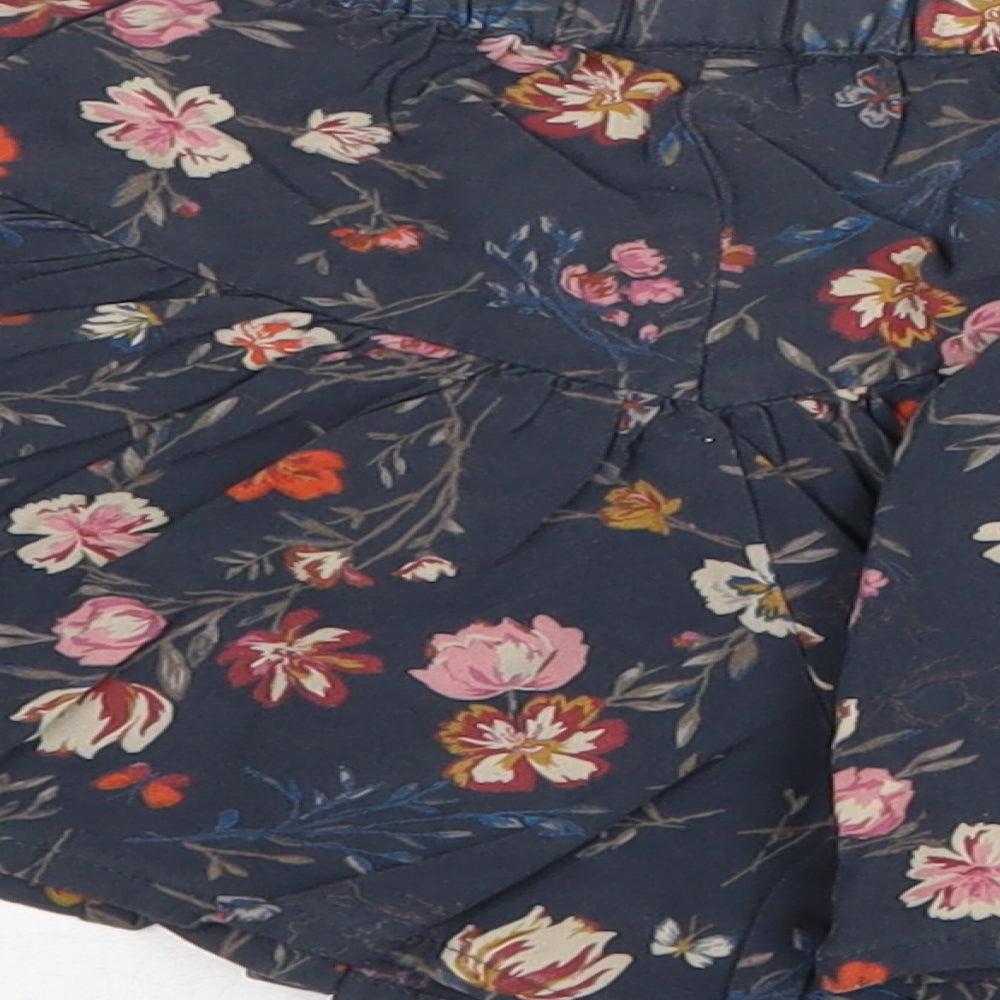 NEXT Girls Grey Floral Viscose Paperbag Shorts Size 6 Years Regular
