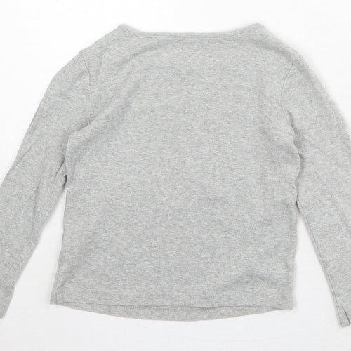 Gap Girls Grey 100% Cotton Basic T-Shirt Size 4 Years Round Neck Pullover - Just The Best