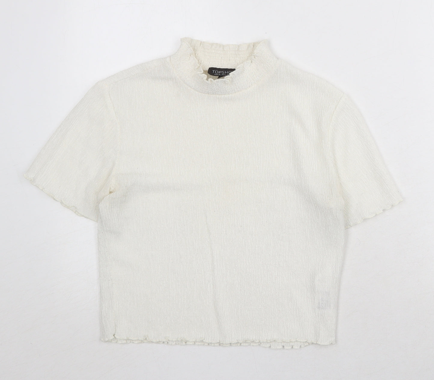 Topshop Womens Ivory Polyester Basic T-Shirt Size 8 Mock Neck