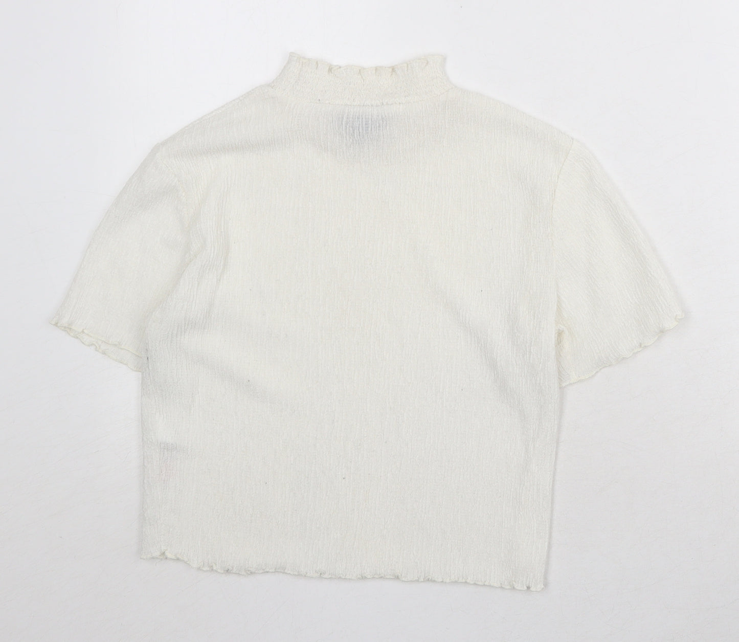 Topshop Womens Ivory Polyester Basic T-Shirt Size 8 Mock Neck