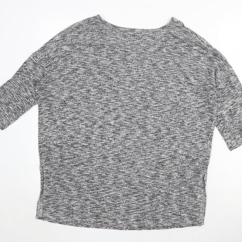 New Look Womens Grey Round Neck Geometric Viscose Pullover Jumper Size L