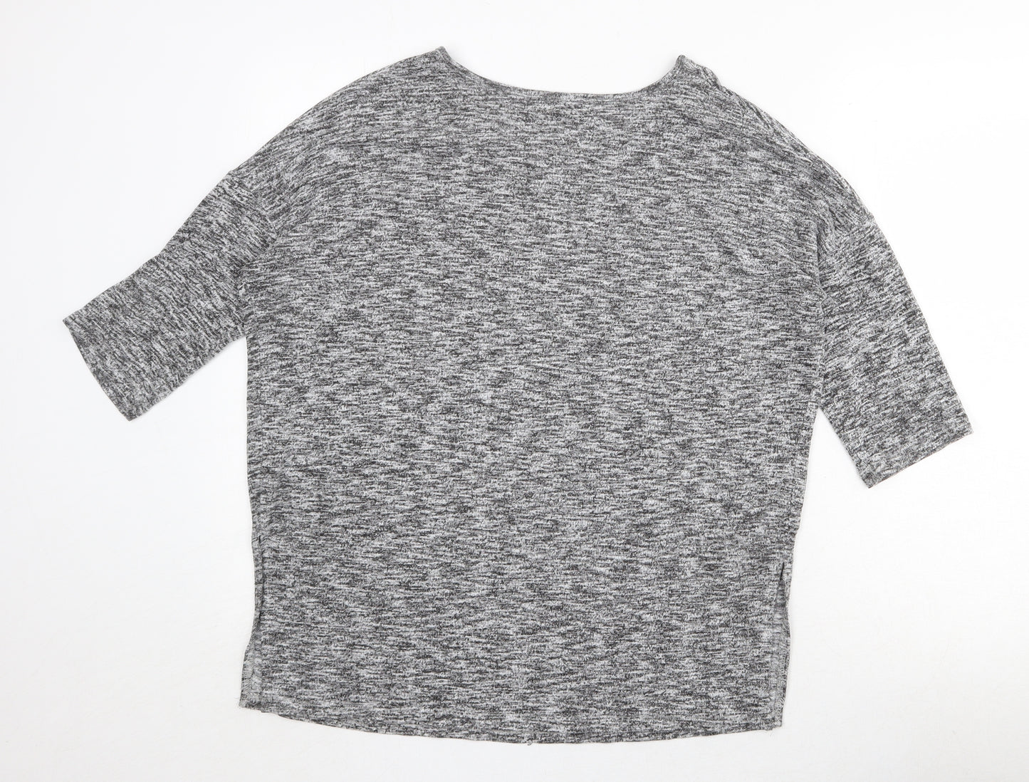 New Look Womens Grey Round Neck Geometric Viscose Pullover Jumper Size L