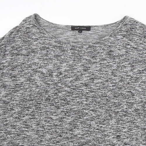 New Look Womens Grey Round Neck Geometric Viscose Pullover Jumper Size L