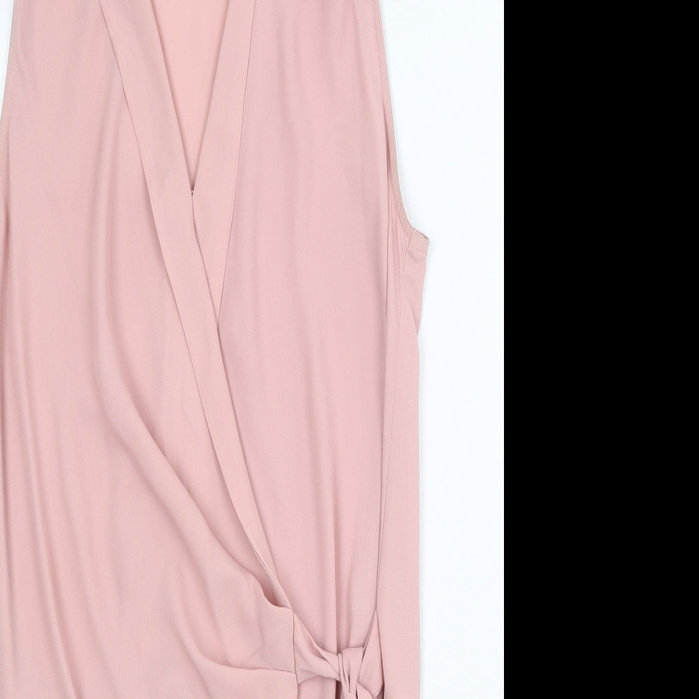 New Look Womens Pink Polyester Basic Tank Size 8 V-Neck