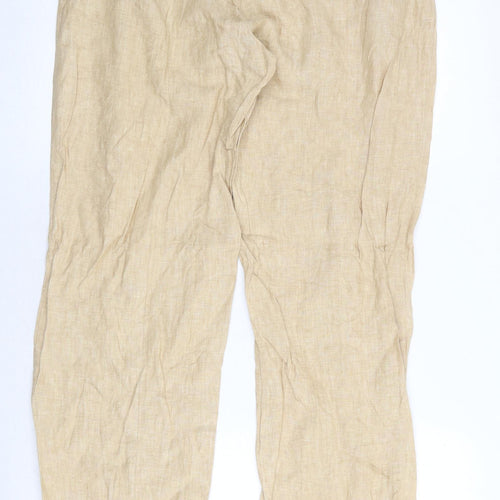 Aryton Womens Beige Linen Trousers Size 14 Regular Zip