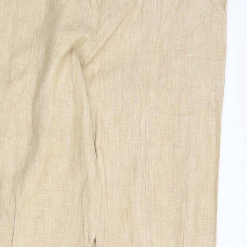 Aryton Womens Beige Linen Trousers Size 14 Regular Zip