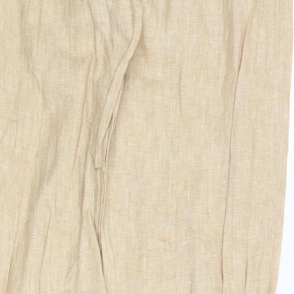 Aryton Womens Beige Linen Trousers Size 14 Regular Zip