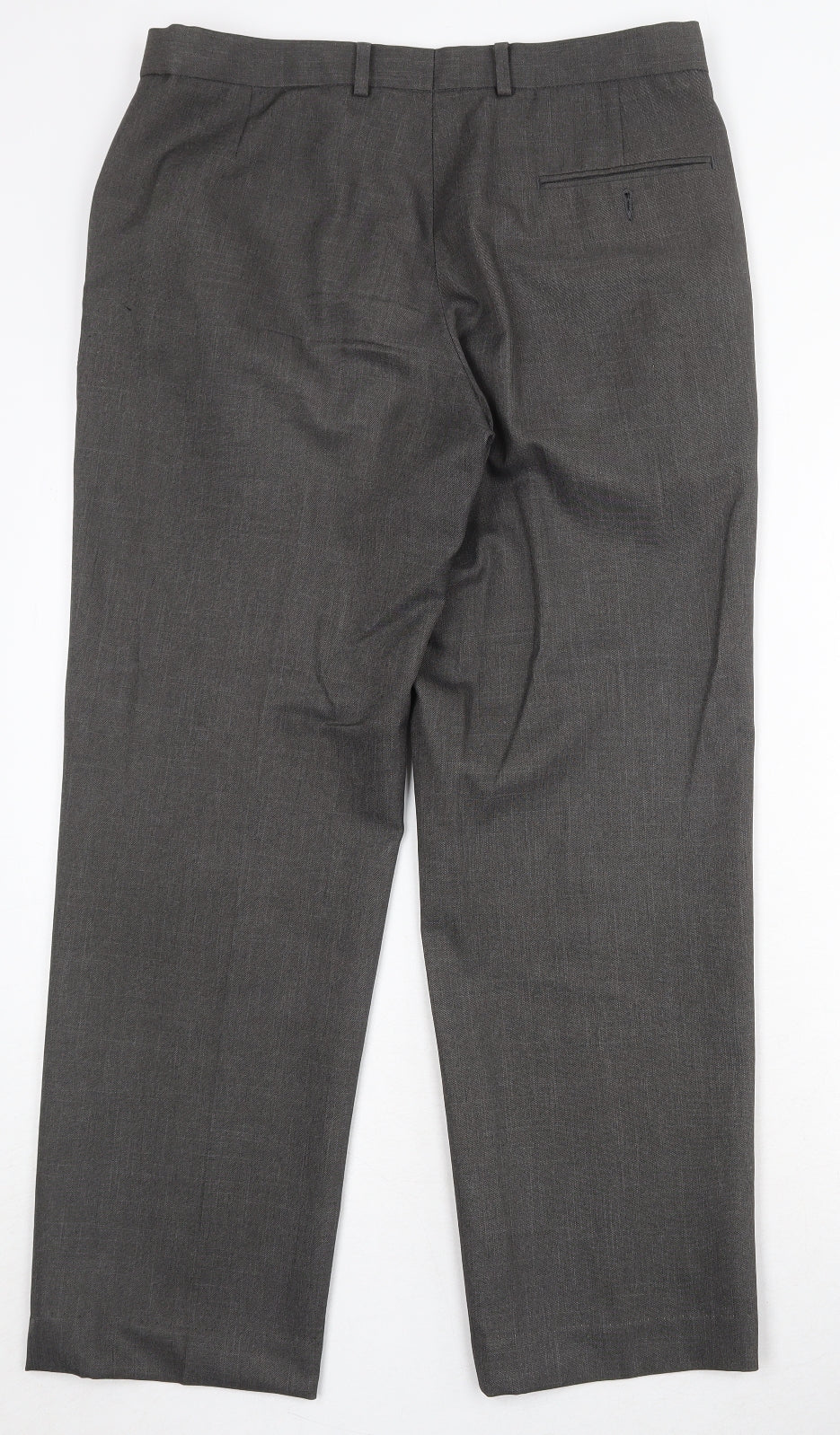 Marks and Spencer Mens Grey Polyester Dress Pants Trousers Size 32 in Regular Zip