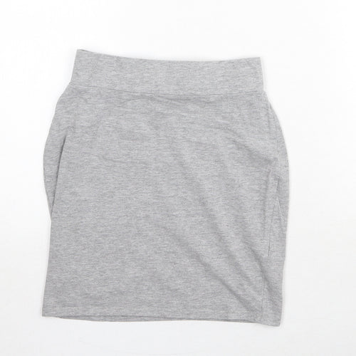 New Look Womens Grey Polyester A-Line Skirt Size 8