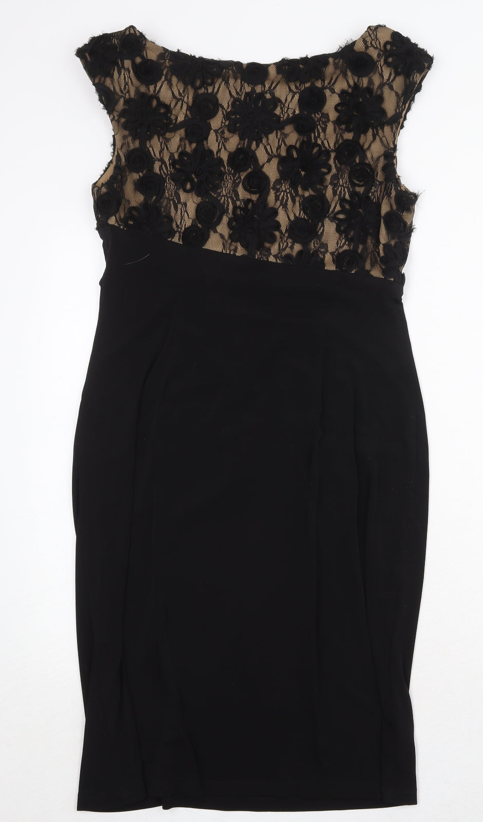 Connected Apparel Womens Black Polyester A-Line Size 10 Round Neck Pullover