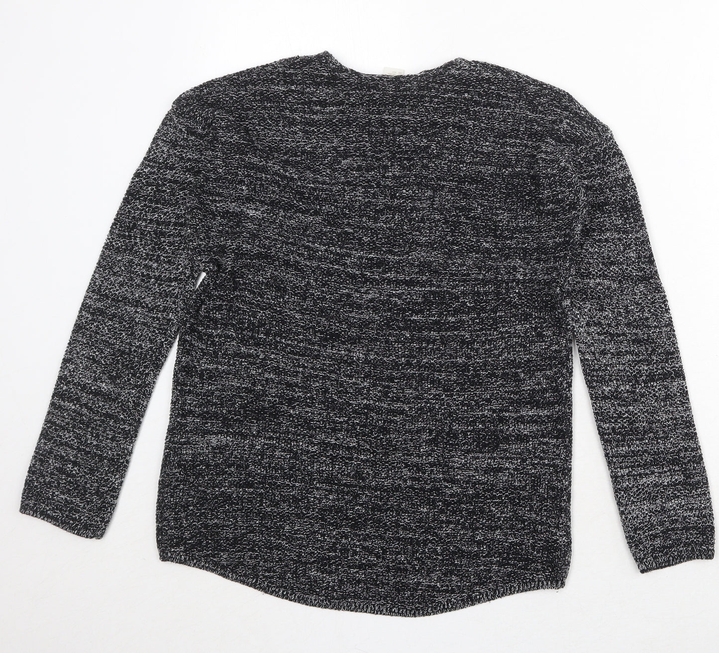 H&M Womens Black V-Neck Cotton Pullover Jumper Size XS