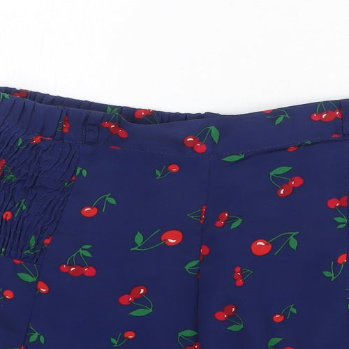 Neon Rose Womens Blue Geometric Polyester Basic Shorts Size XS Regular Pull On - Cherries Print