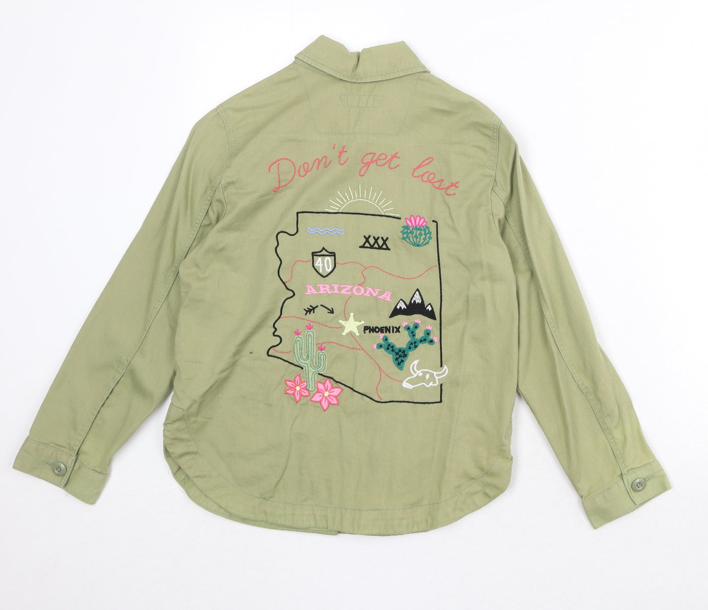 H&M Girls Green Basic Jacket Jacket Size 8-9 Years Button - Arizona