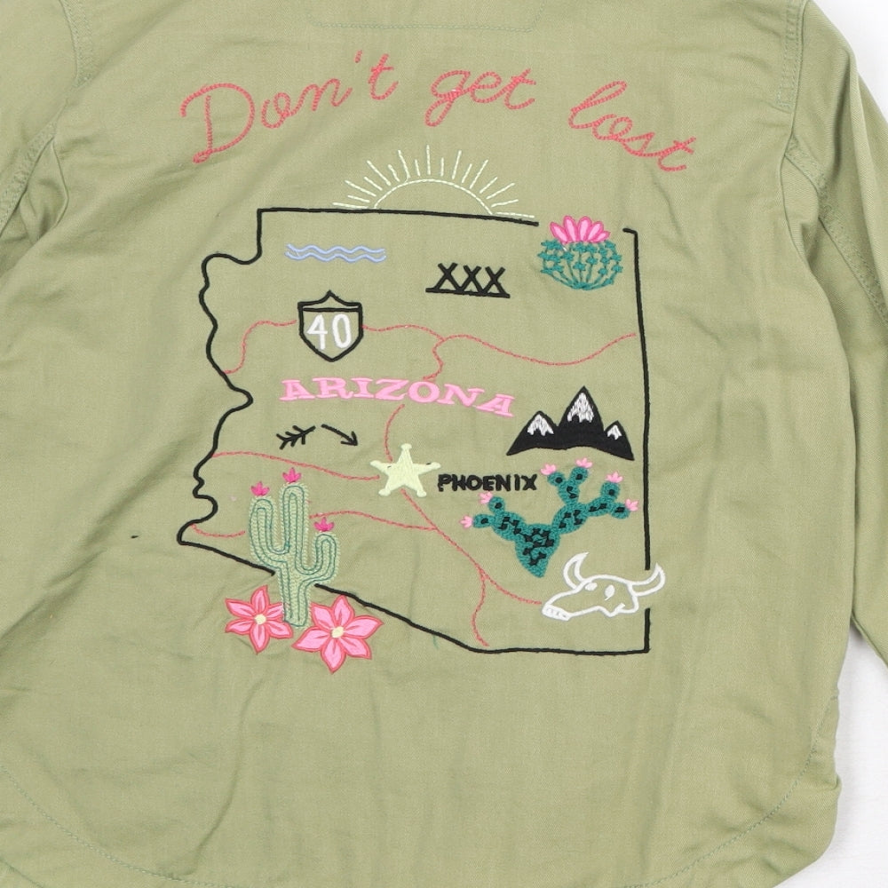 H&M Girls Green Basic Jacket Jacket Size 8-9 Years Button - Arizona